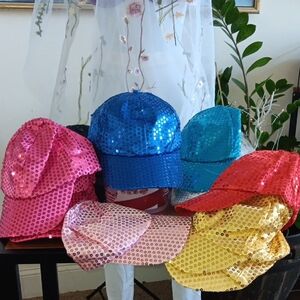 Sequin Caps  Pink, Blue, Yellow,Silver,Red,and Black Adjustable New